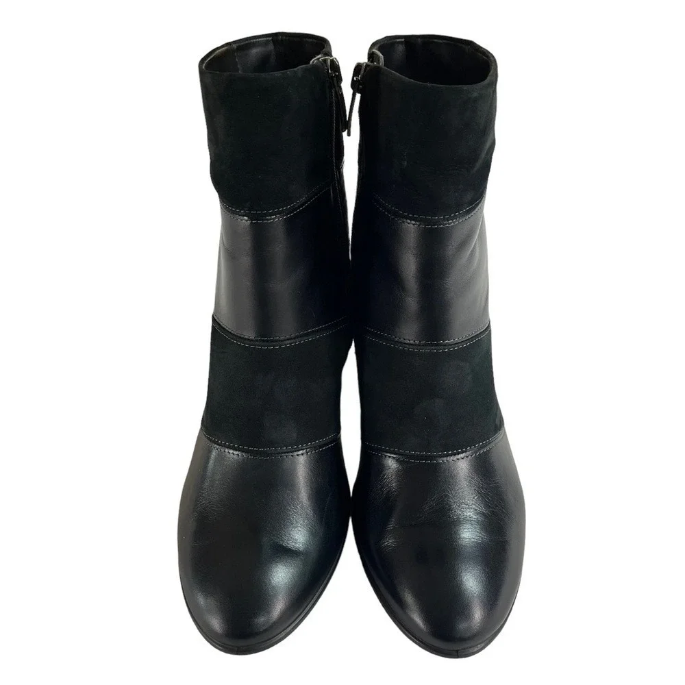 Ecco Boots Womens Size 7-7.5 Black Ankle Side Zipper Heel Booties‎